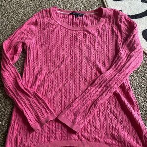 Tommy Hilfiger Women's Pink Cable Knit Sweater Size L Pullover Casual
